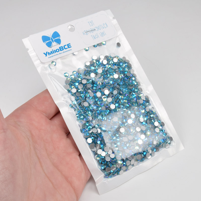 Стрази плоскі SS16 (3,8 мм), Блакитні AB (STR-061349)