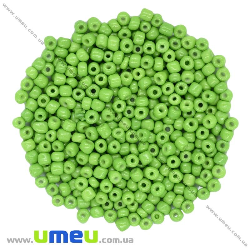 Бисер китайский крупный, 6/0, Салатовый натуральный, 4 мм (BIS-015647)