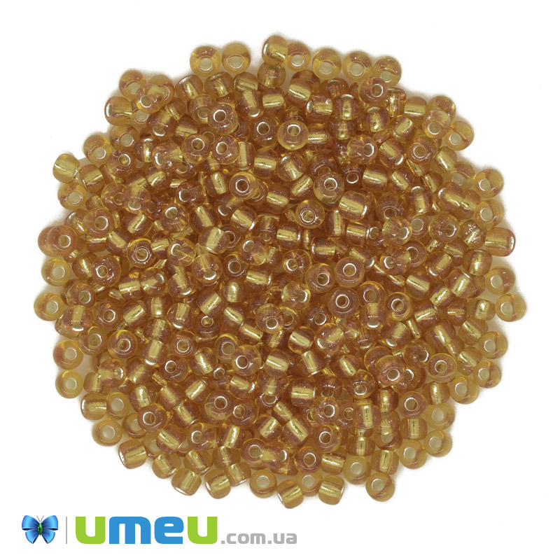 Бисер китайский крупный, 6/0, Золотистый блестящий, 4 мм (BIS-039282)