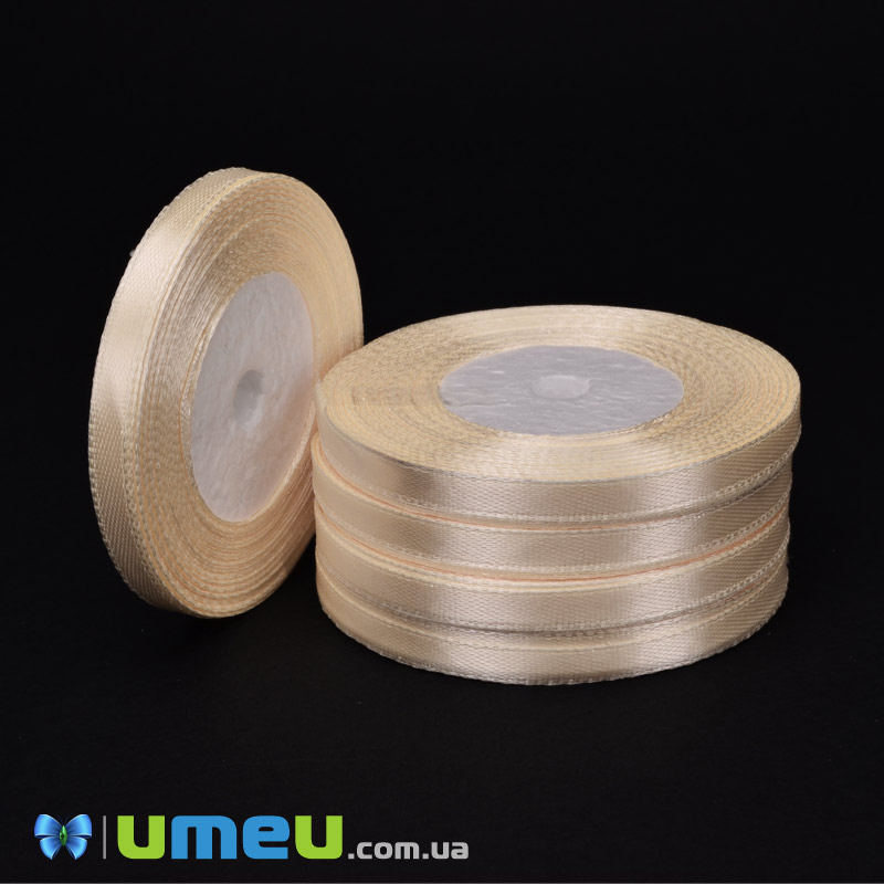 Атласна стрічка, 6 мм, Кремова (LEN-050975)