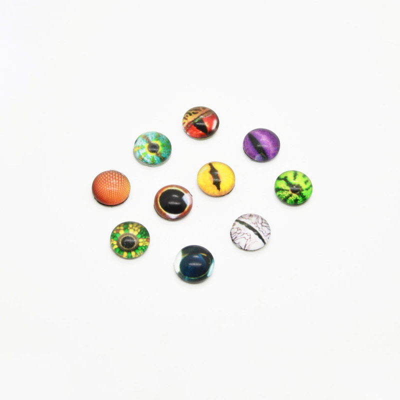 Кабошони скляні з принтом Око, 8 мм, Круглі, Мікс (KAB-051894)