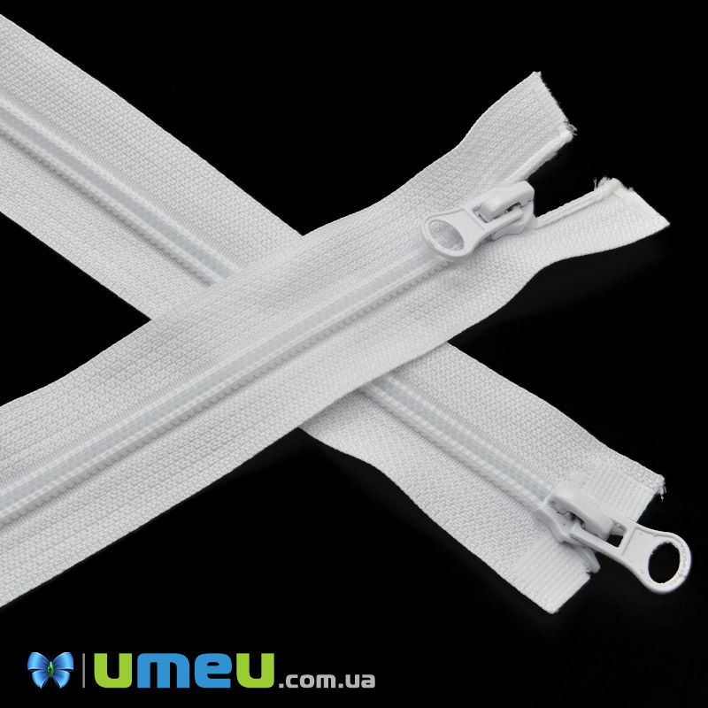 Блискавка спіральна роз'ємна (2 бігунки) 110 см, Тип 7, Біла (ZIP-045181)