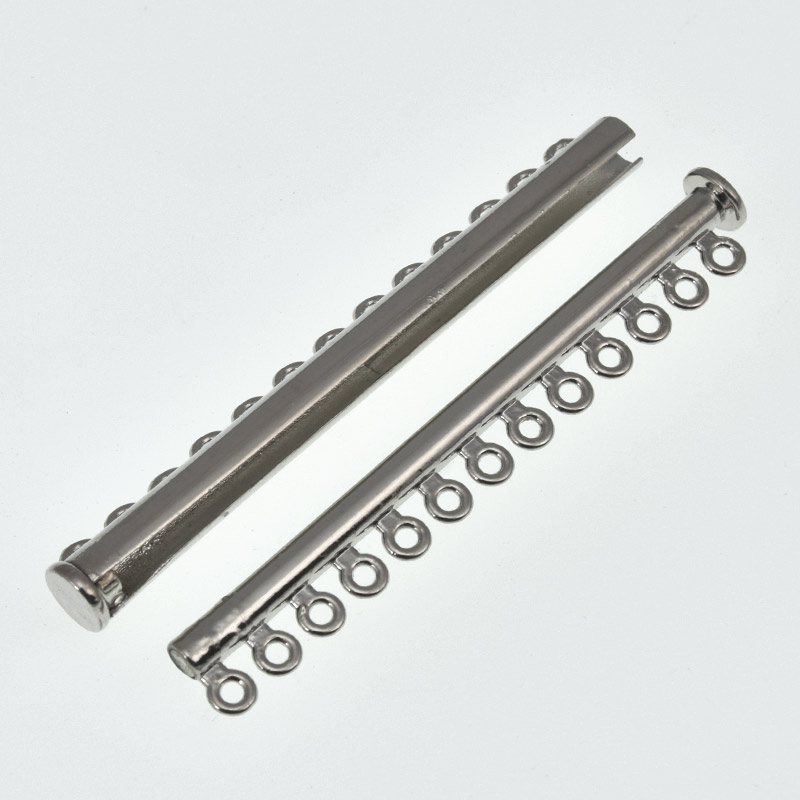 Магнитный замок-слайдер на 13 нитей, 2 сорт, Темное серебро, 72х13,5х7 мм (ZAM-056848)