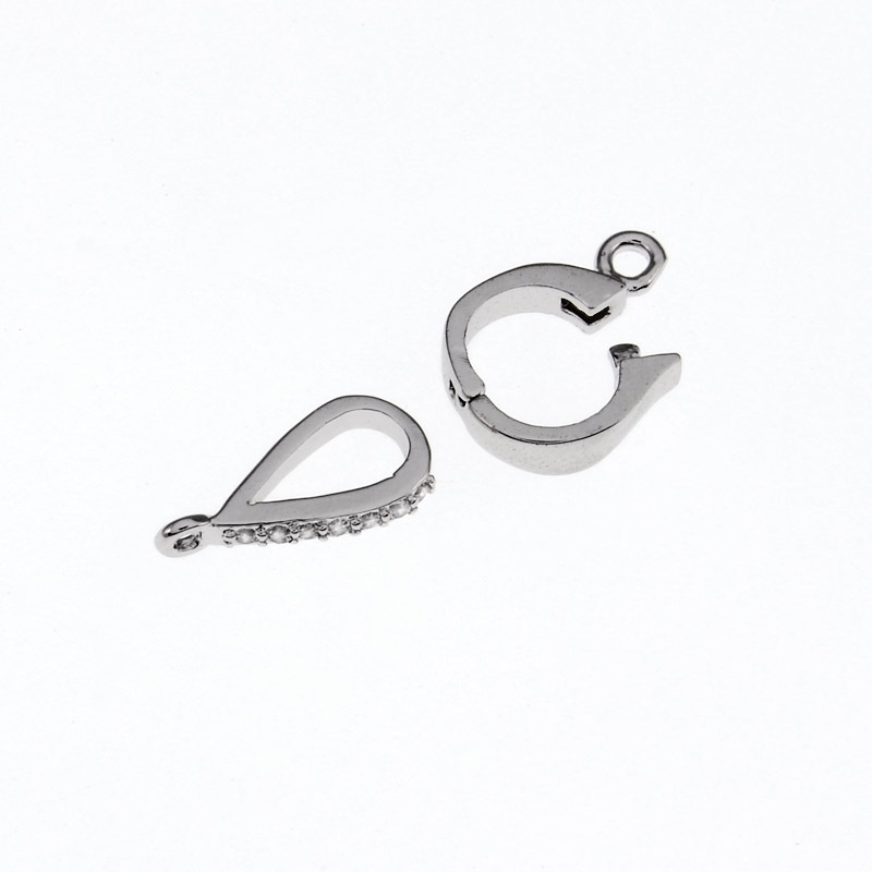 Застібка, 23х8 мм, Латунь із покриттям Родій, Куб. цирконій (ZAM-055446)