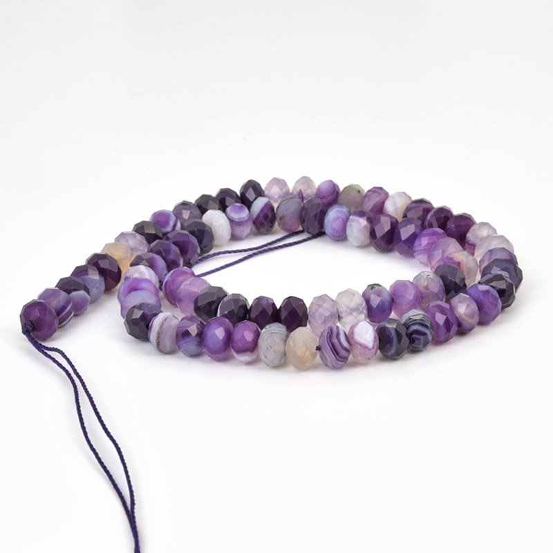 Намистини Агат фіолетовий, Натур. камінь, 8х5 мм, Ронделі (BUS-058170)