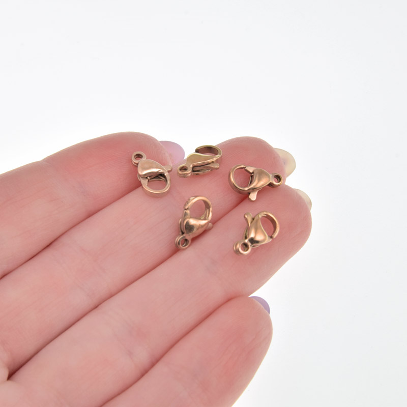 Замки-карабіни з нержавіючої сталі, 10х7 мм, Рожеве золото (STL-057108)