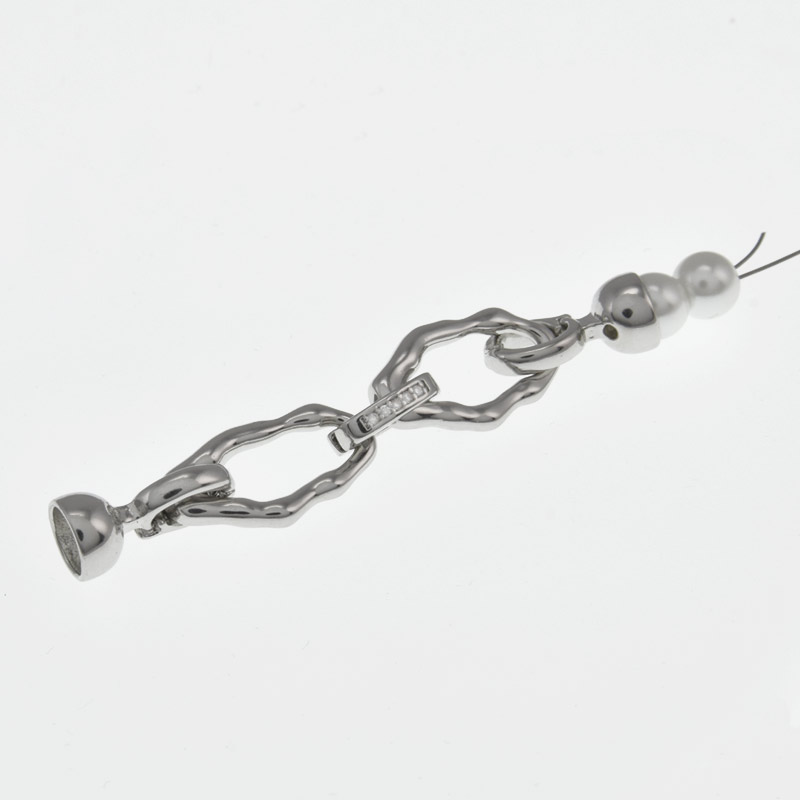 Застібка, 60х10 мм, Латунь з покриттям Родій, Куб. цирконій (ZAM-058484)