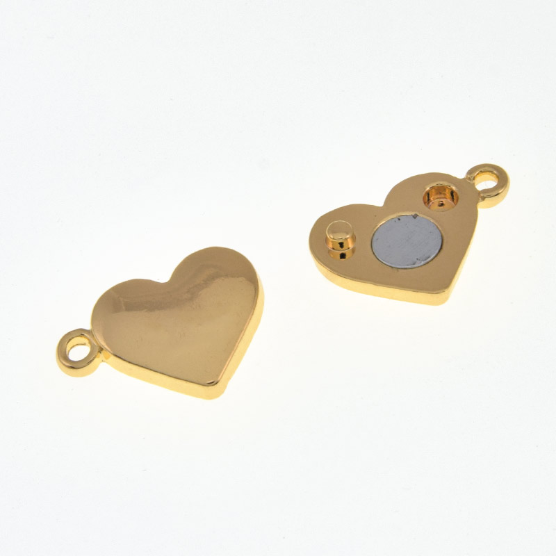 Замок магнитный Сердце, 18,5х11х5 мм, Латунь с покрытием 18 kt (ZAM-059205)