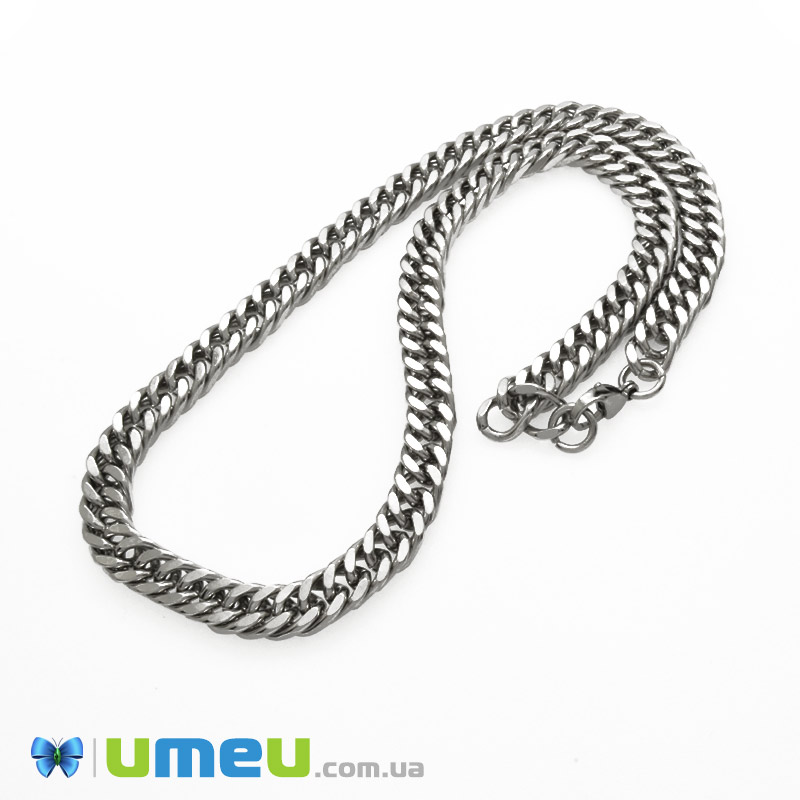 Основа на шею из нерж. ст., Темное серебро, 9 мм, 60 см (STL-057853)