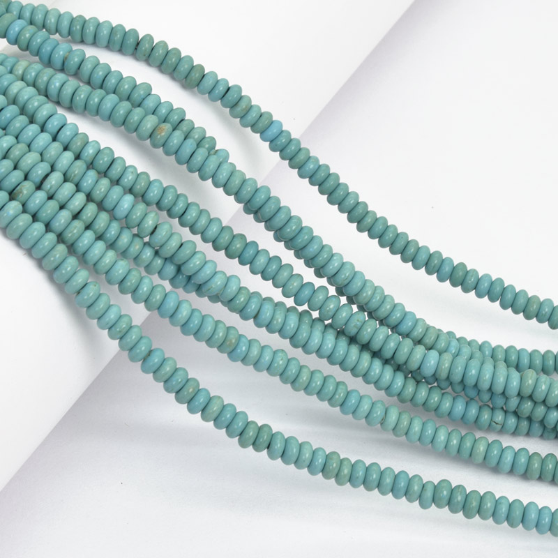 Намистини Бірюза пофарбована, Синт. камінь, 4,5х2 мм, Круглі плоскі (BUS-057525)