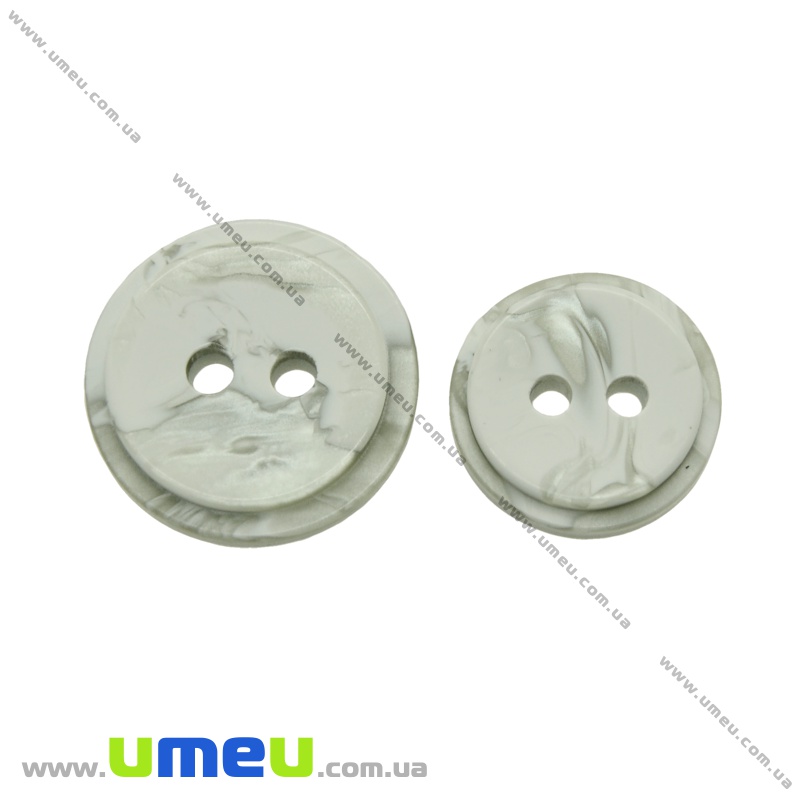 Гудзик пластиковий Круглий, 15 мм, Сіро-зелений (PUG-021397)