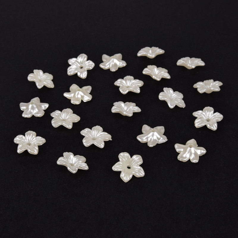 Бусины пластиковые, Цветок Жемчуг, 11х3,5 мм, Кремовые (BUS-057157)