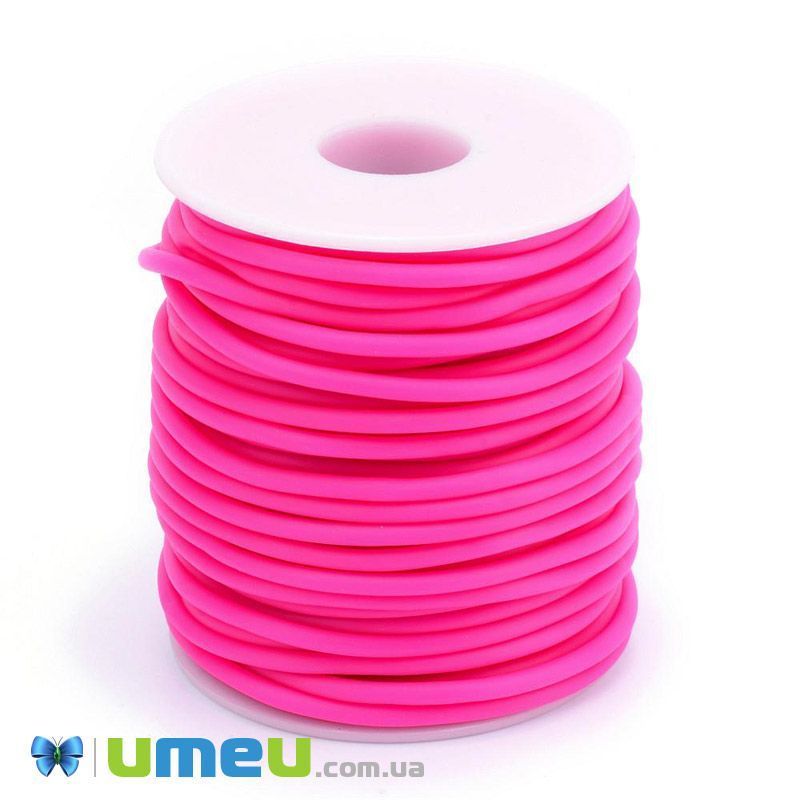 Шнур каучуковый полый, 3 мм, Малиновый (LEN-040190)
