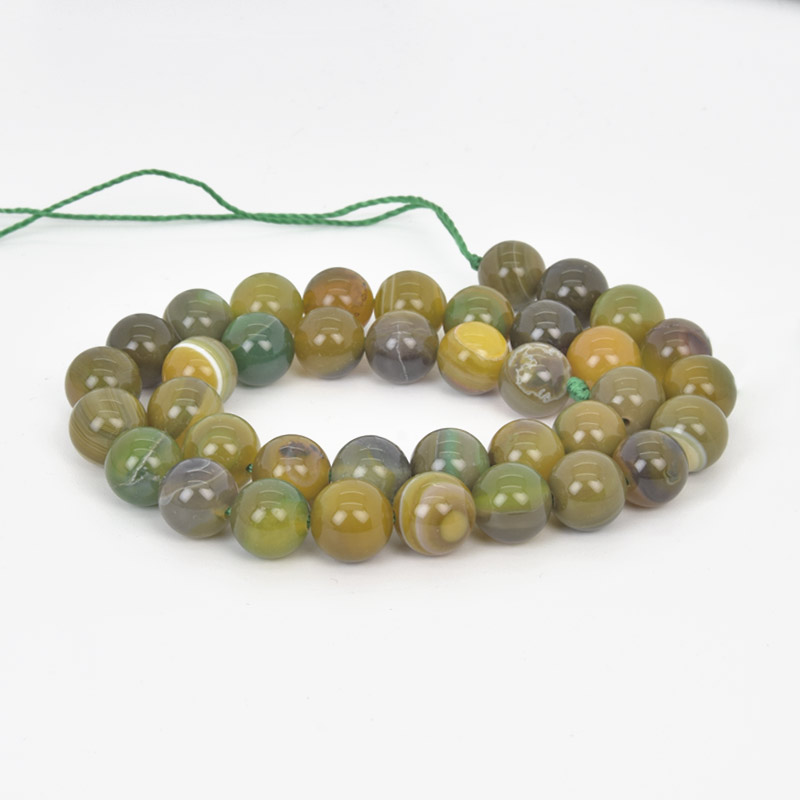 Намистини Агат оливковий, Натур. камінь, 10 мм, Круглі (BUS-058071)