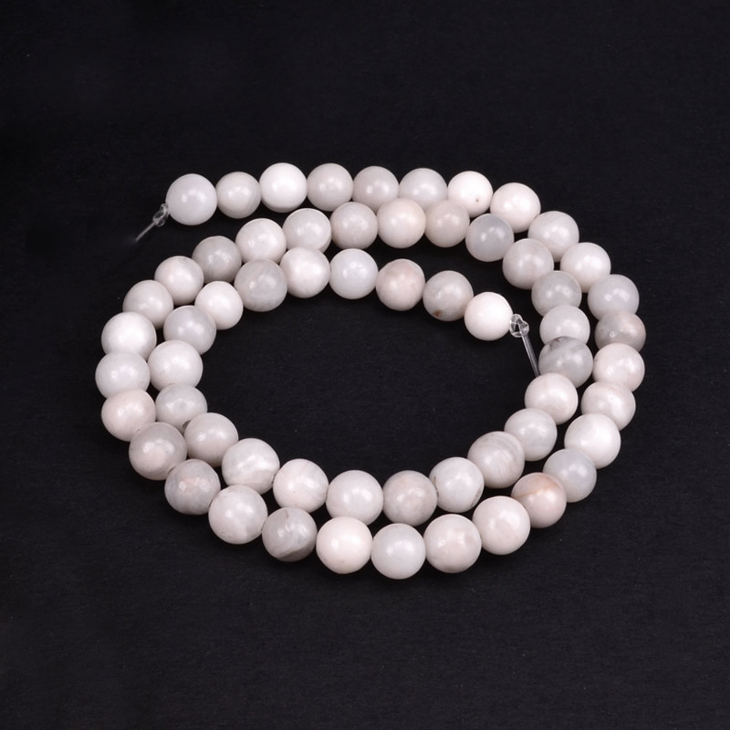 Намистини Агат мереживний (Crazy Agate), Натур. камінь, 6,5 мм, Круглі (BUS-051744)