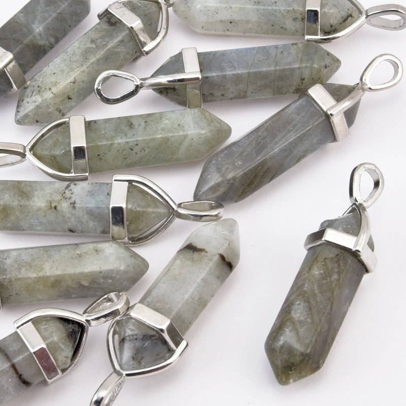 Підвіска Кристал, Натур. камінь Лабрадорит, 39х8 мм (POD-058620)