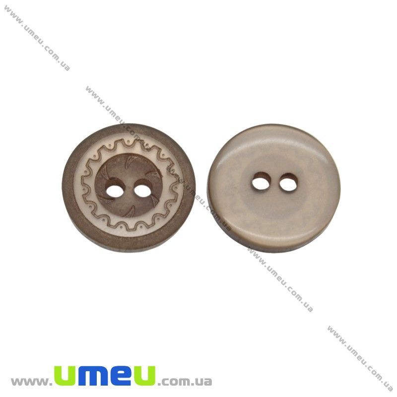 Пуговица пластиковая Круглая, 13 мм, Коричневая (PUG-016517)