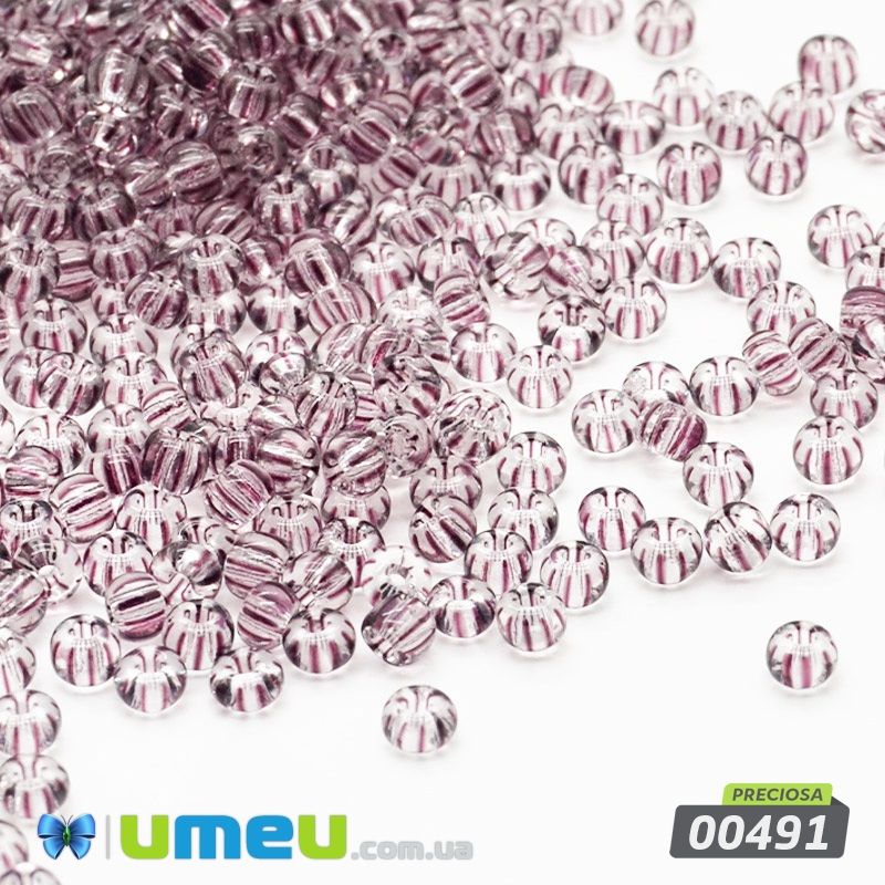 Бісер чеський №897/00491, Прозорий у коричневу смужку, 10/0 (BIS-043996)