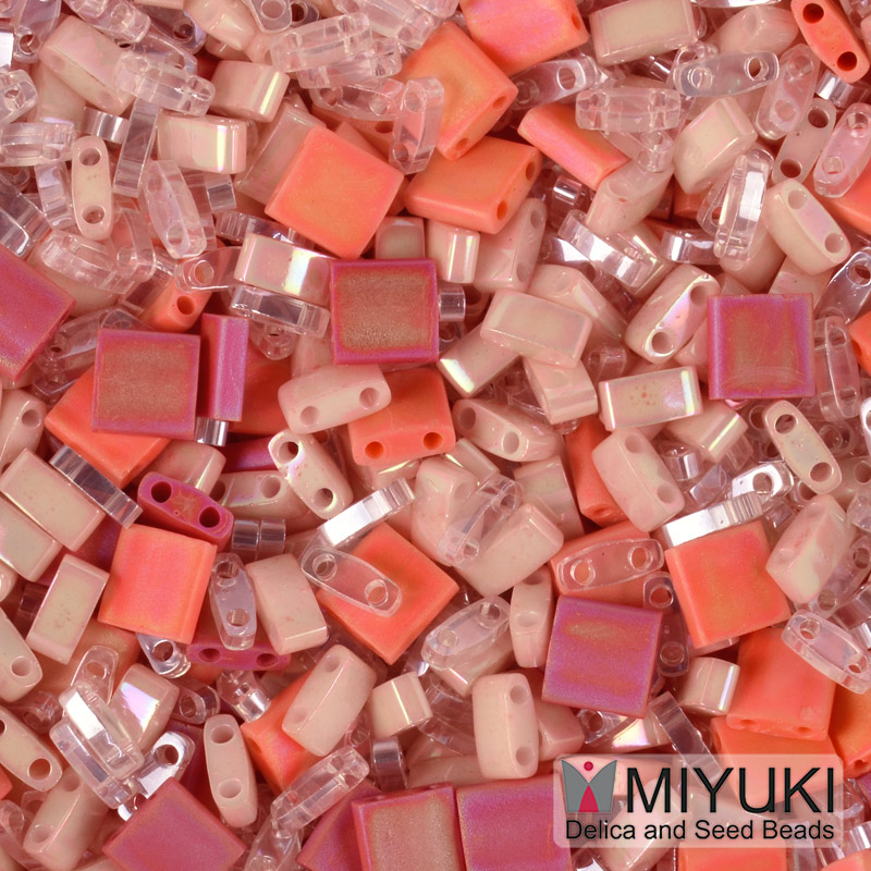 Бисер японский Miyuki TILA №mix25, Бежево-красный (BIS-053262)