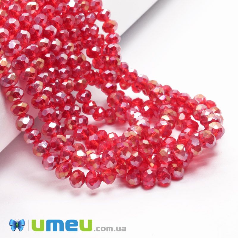 Намистини ронделі, 6х5 мм, Червоні АВ (BUS-049209)
