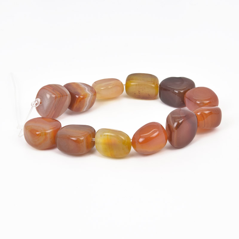 Бусины Агат красный, Натур. камень, 13-16 мм, 19 см (BUS-058144)