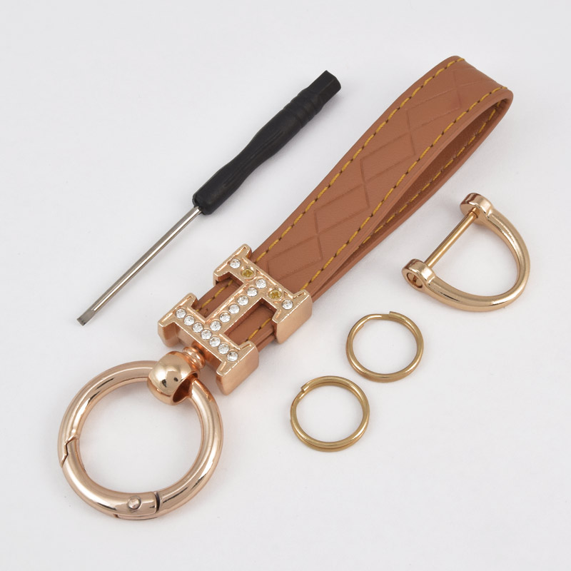 Брелок, 13х3,5 см, Коричневый, Искусственная кожа, Золото (OSN-058512)