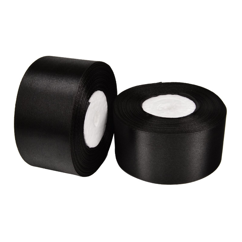 Атласна стрічка, 40 мм, Чорна (LEN-053415)