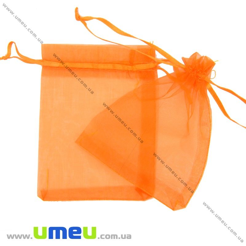 Подарункова упаковка з органзи, 10х12 см, Помаранчева (UPK-009759)