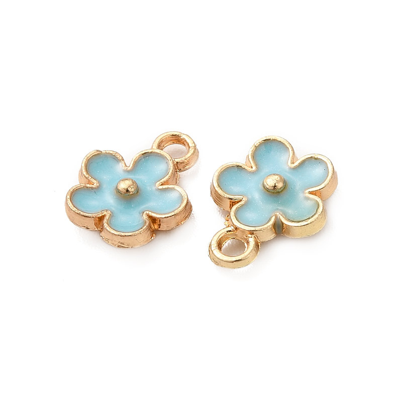 Підвіска метал. Квіточка блакитна, 10х8 мм, Золото (POD-053810)