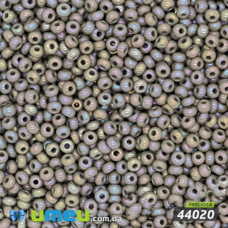 Бісер чеський №568 / 44020, Сірий райдужний, Перламутровий, 10/0 (BIS-012790)