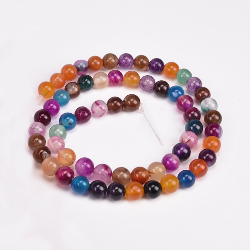 Намистини Агат різнокольоровий, Натур. камінь, 6 мм, Круглі (BUS-051729)