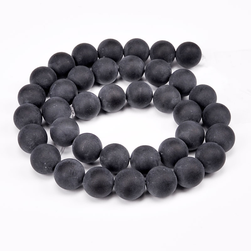Бусины Агат черный матовый, Натур. камень, 10 мм, Круглые (BUS-051629)