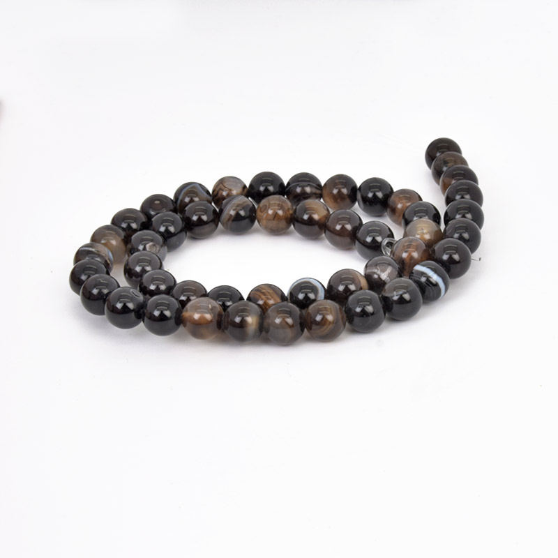 Бусины Агат коричневый, Натур. камень, 8 мм, Круглые (BUS-058091)