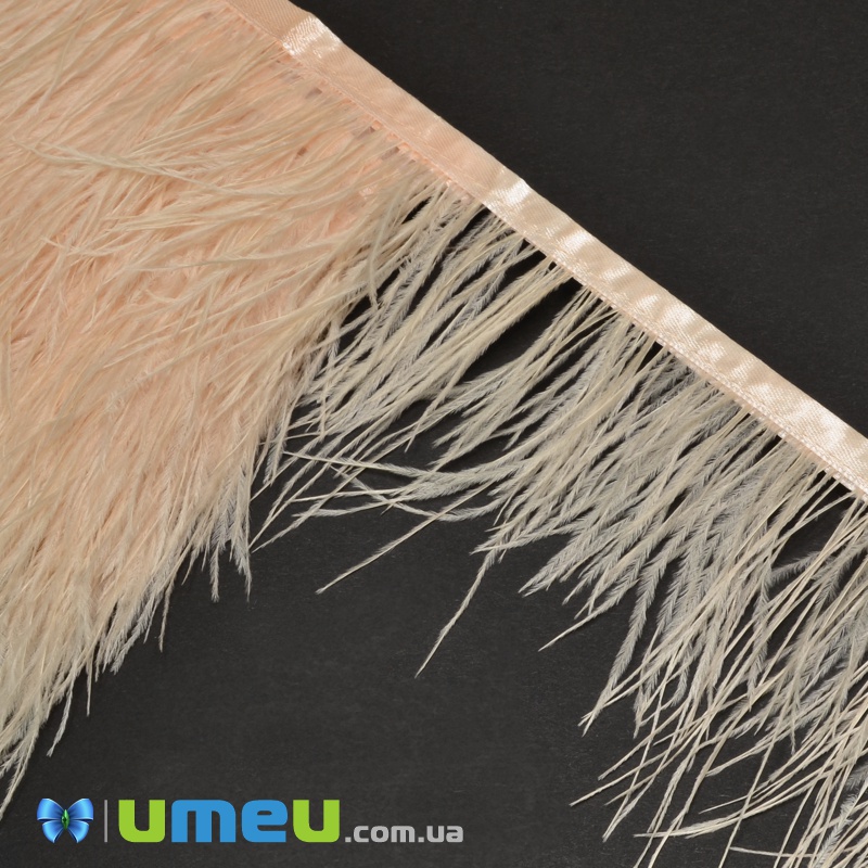 Перья страуса на ленте, 8-10 см, Персиковые (PER-038893)