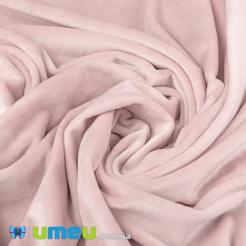 Оксамит китайський стрейчевий на трикотажі Плюшевий, пудровий, 20х29 см (TKN-040575)