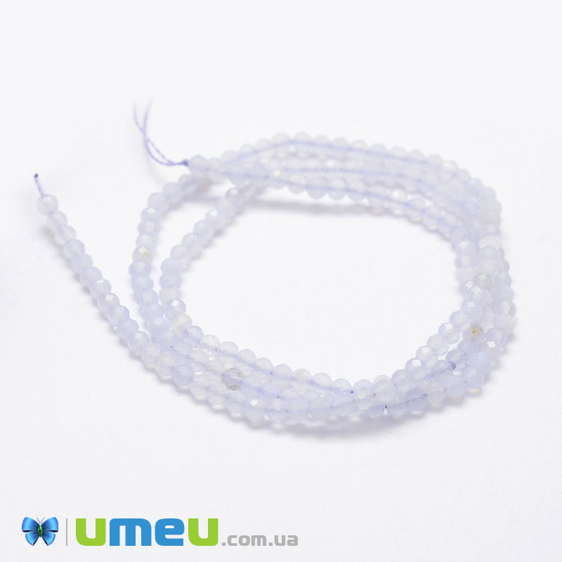 Намистини Агат бузковий, 2 мм, Круглі грановані (BUS-040874)