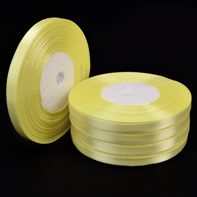 Атласна стрічка, 6 мм, Жовта (LEN-052815)