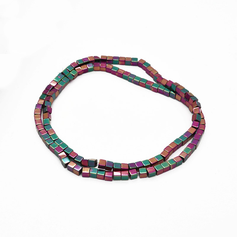 Намистини Гематит, Натур. камінь, Кубик, 3х3х3 мм, Ірис (BUS-051756)