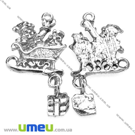 Підвіска метал. Сани, 33х17 мм, Античне срібло (POD-008031)