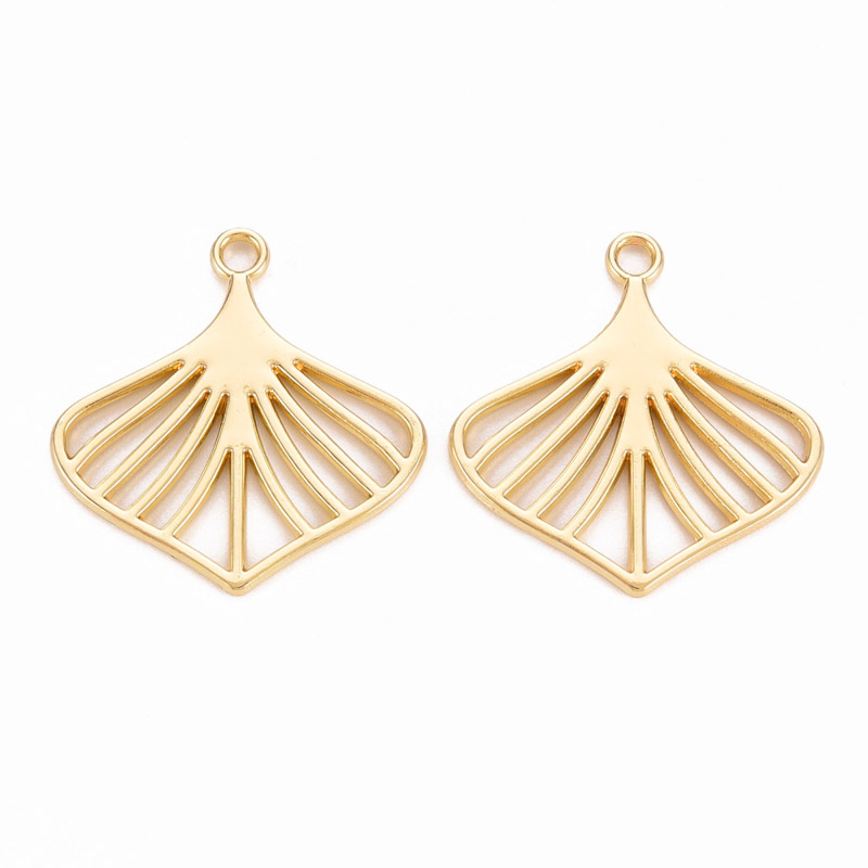 Підвіска метал. Листочок, Стійке покриття, 23х22 мм, Світле золото (POD-053554)