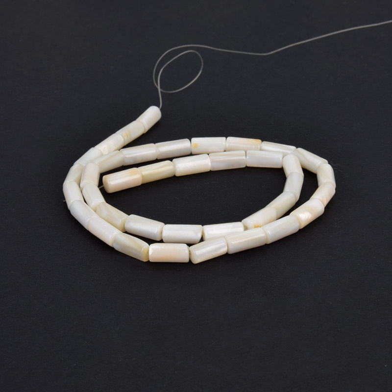 Намистини Перламутр кремовий, Натур. камінь, 10х5 мм, Бочонок (BUS-058121)