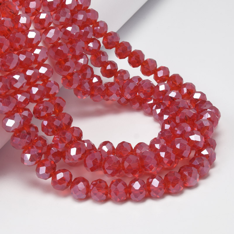 Бусины рондели, 8х6 мм, Красные (BUS-057134)