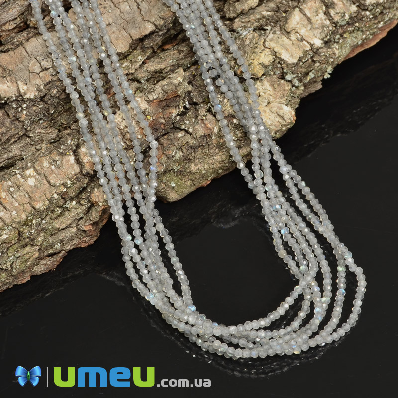 Намистини Лабрадорит, 2 мм, Круглі грановані (BUS-040879)