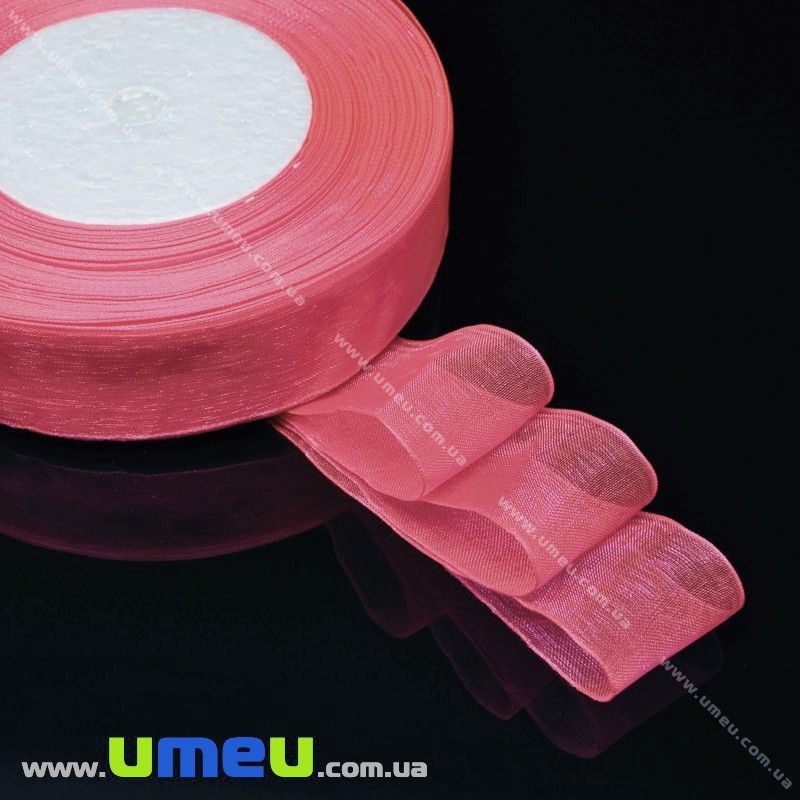 Стрічка з органзи, 20 мм, Коралове (LEN-019703)