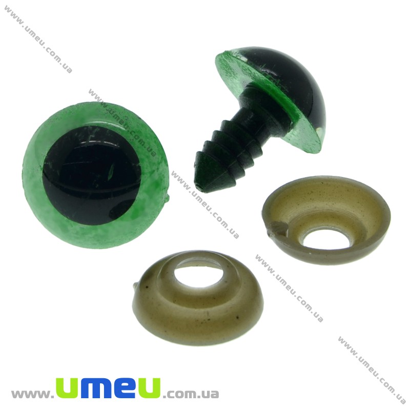 Очки з штифтом круглі (з заглушками), 16 мм, Зелені (DIF-030529)