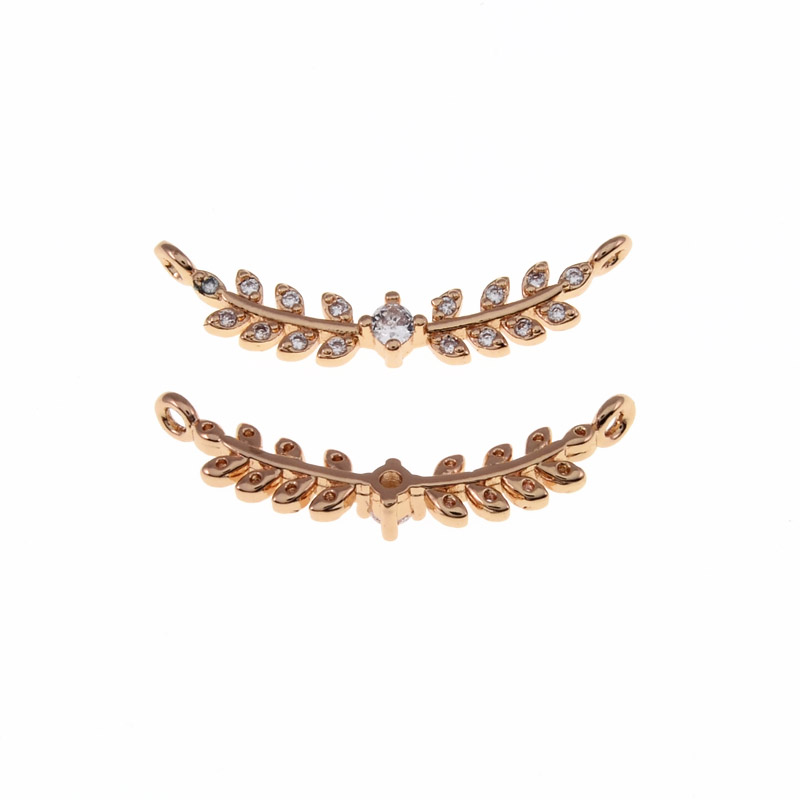 Коннектор металлический Веточка, 27х5 мм, Куб. цирконий, Золото (KON-055500)