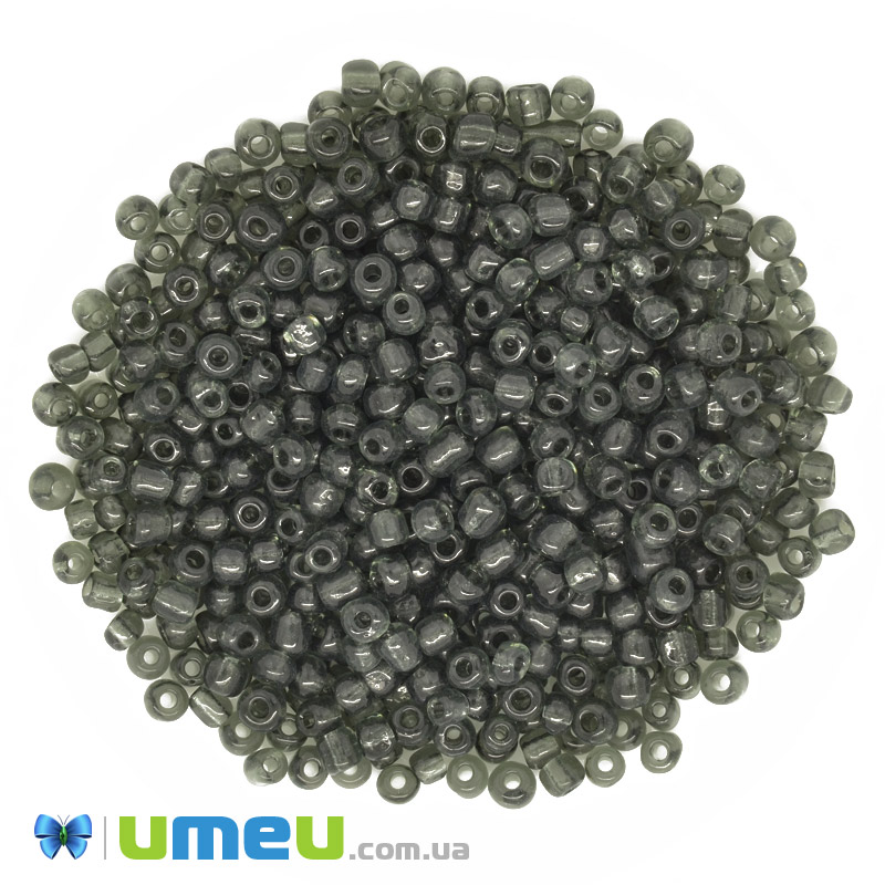 Бісер китайський великий, 6/0, Сірий прозорий, 4 мм (BIS-039283)