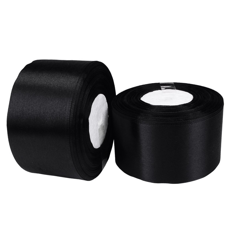 Атласна стрічка, 50 мм, Чорна (LEN-055750)