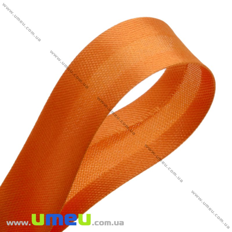 Атласная косая бейка, 15 мм, Оранжевая светлая (LEN-010309)