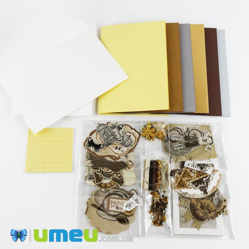 Набор скрапбукинга для изготовления 6-ти мини-открыток с конвертами (DIF-032805)